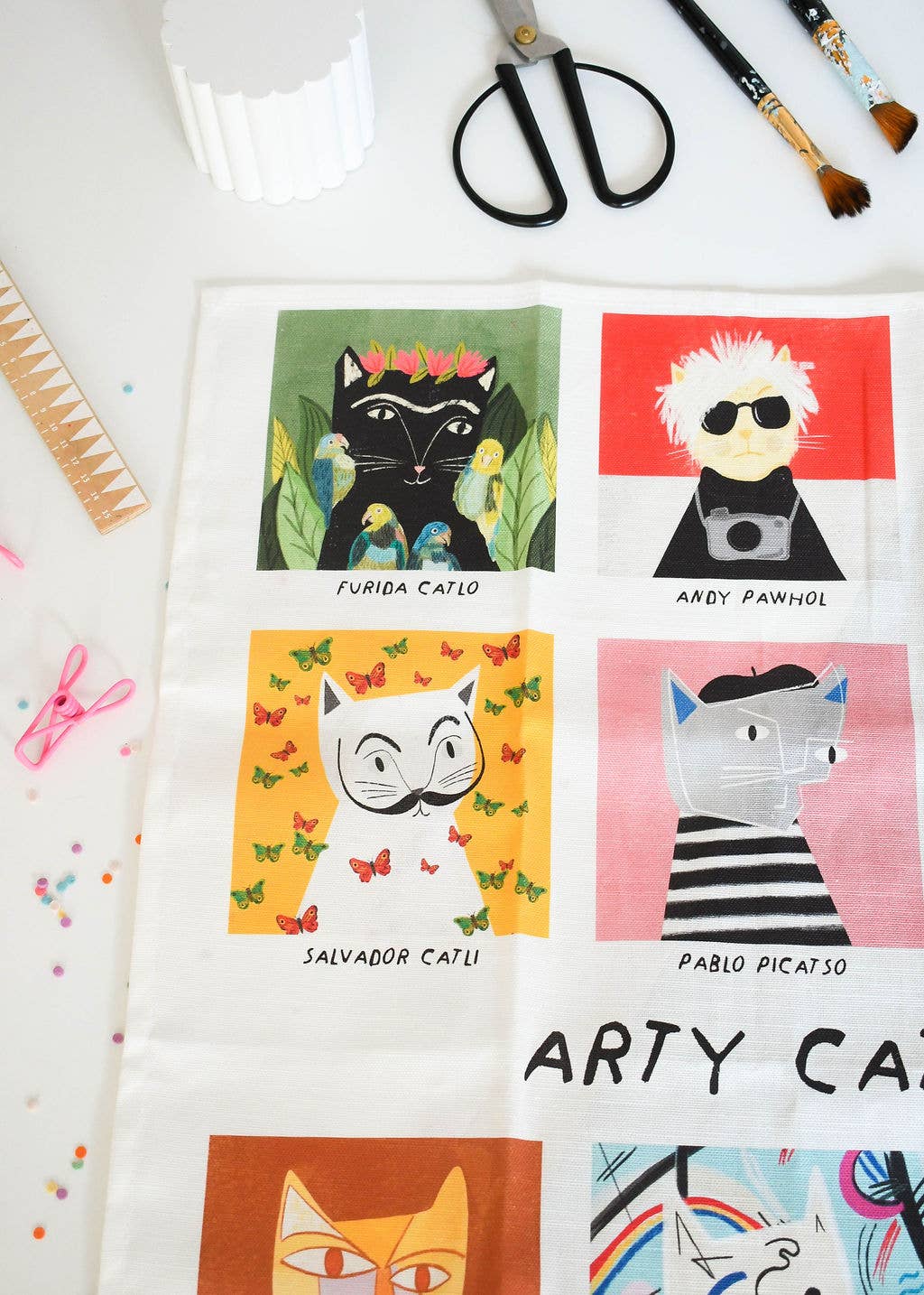 Arty Cats Tea Towel