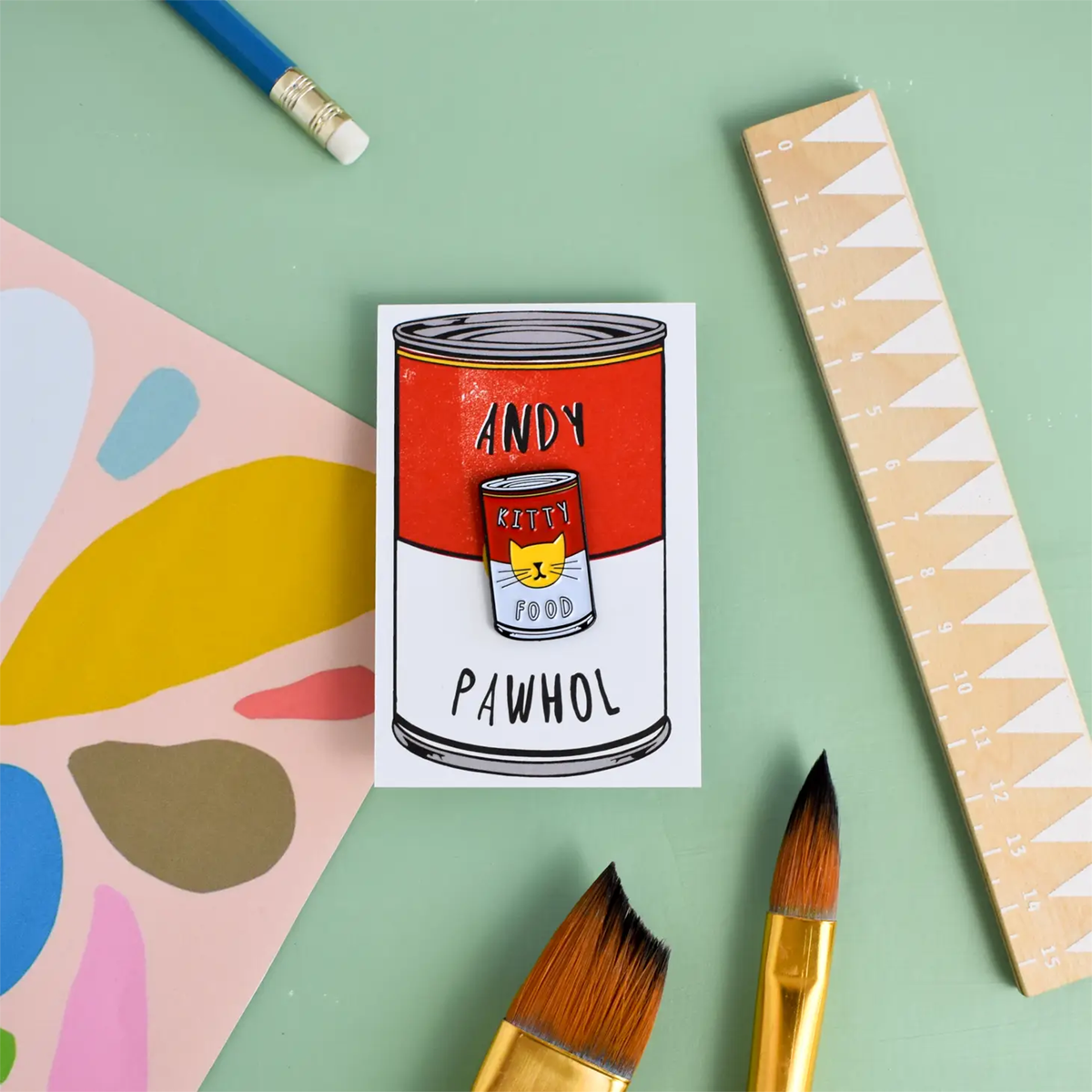 Niaski Andy Pawhol Cat Artist Pin