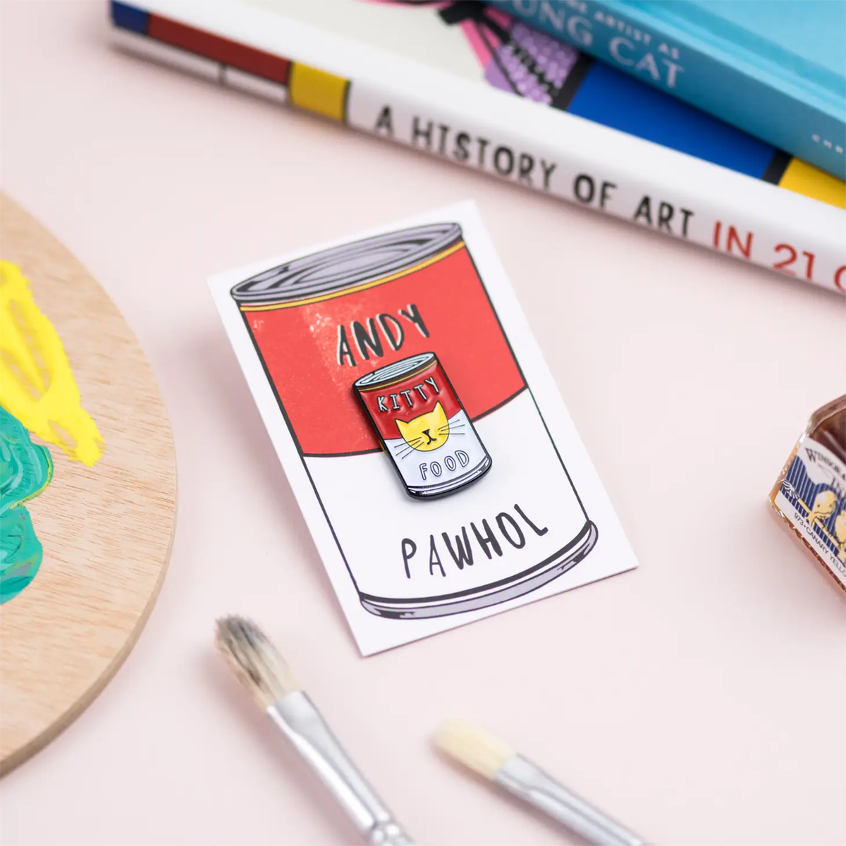 Niaski Andy Pawhol Cat Artist Pin