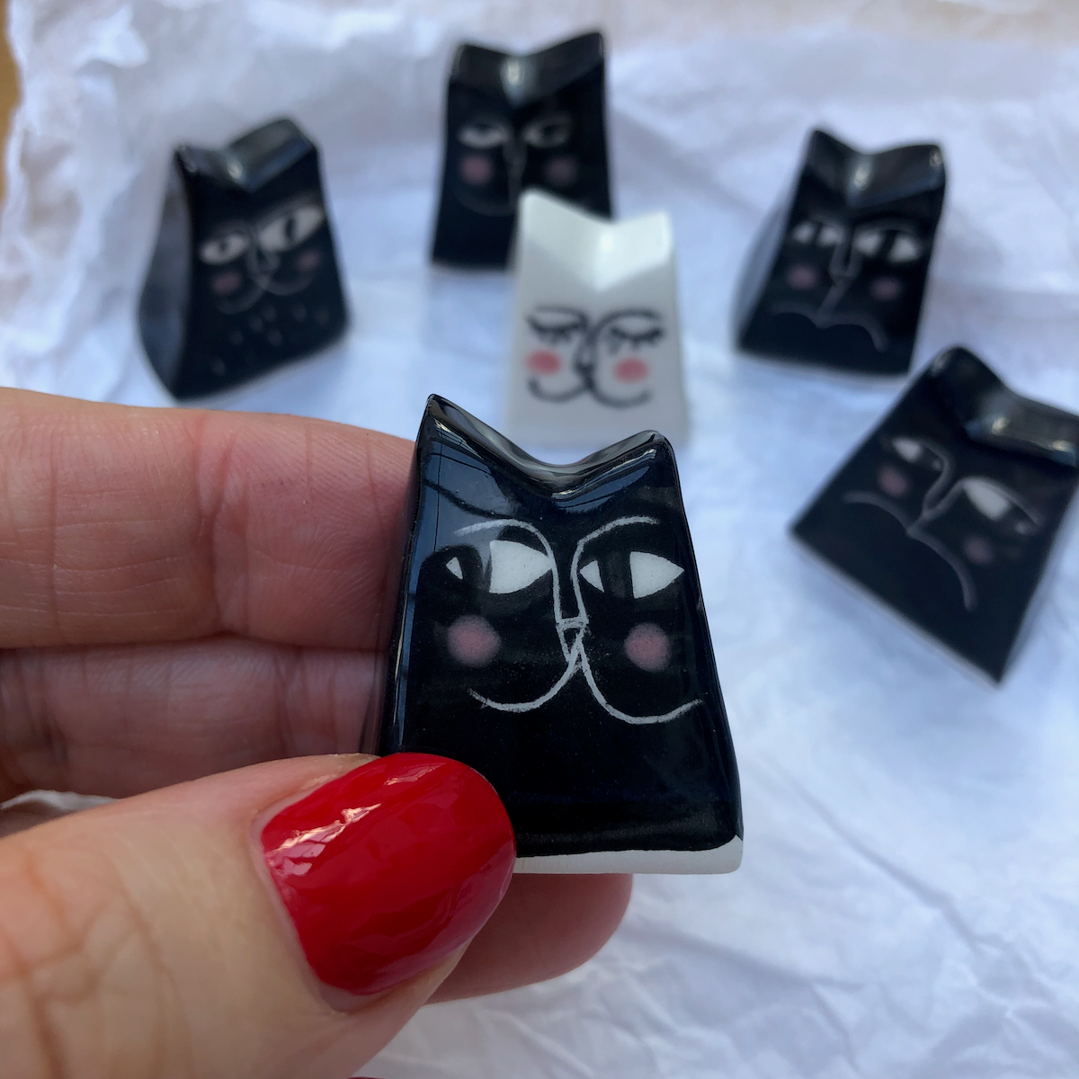 Anna Soba - Ceramic Reverse Cat Figurine Small