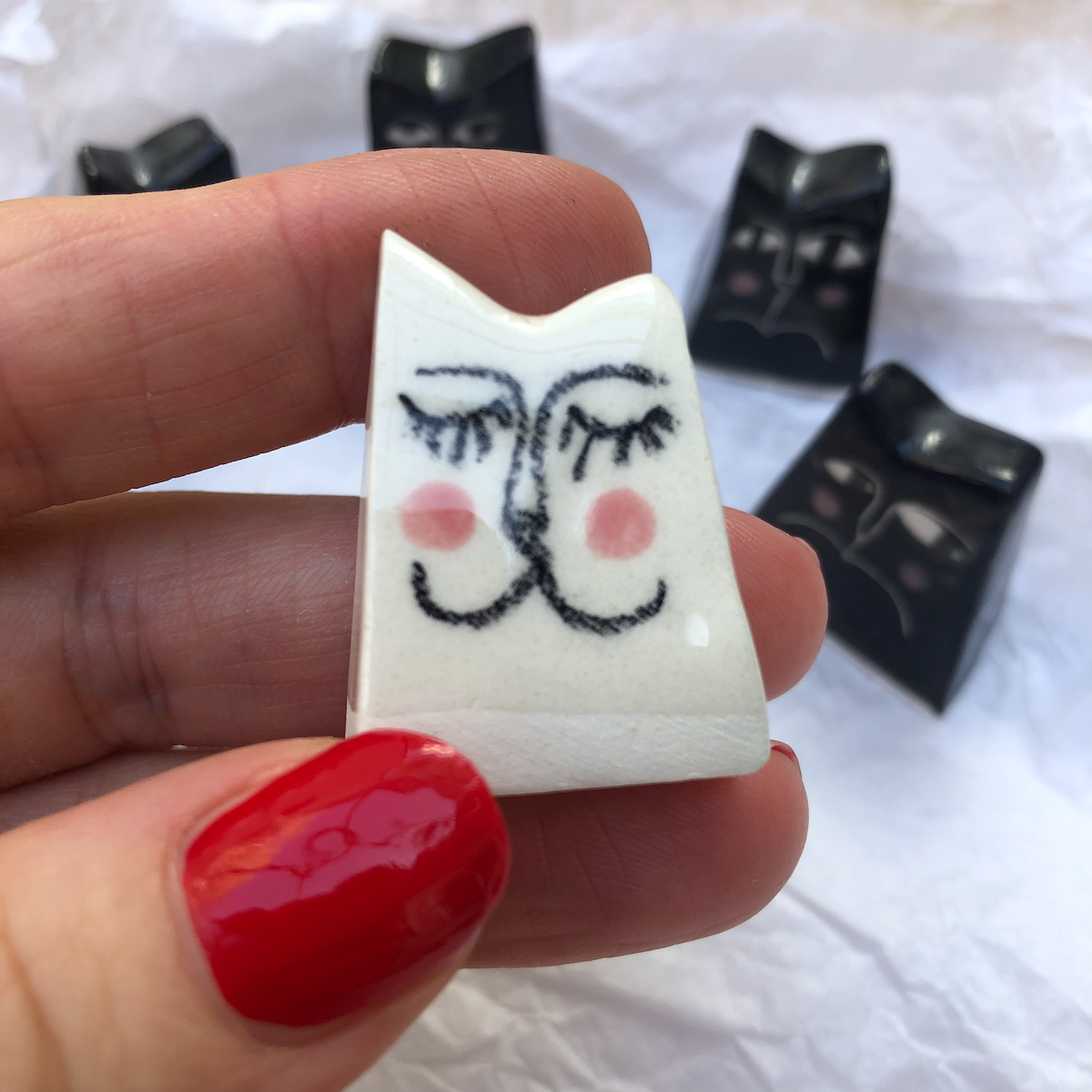 Anna Soba - Ceramic Reverse Cat Figurine Small