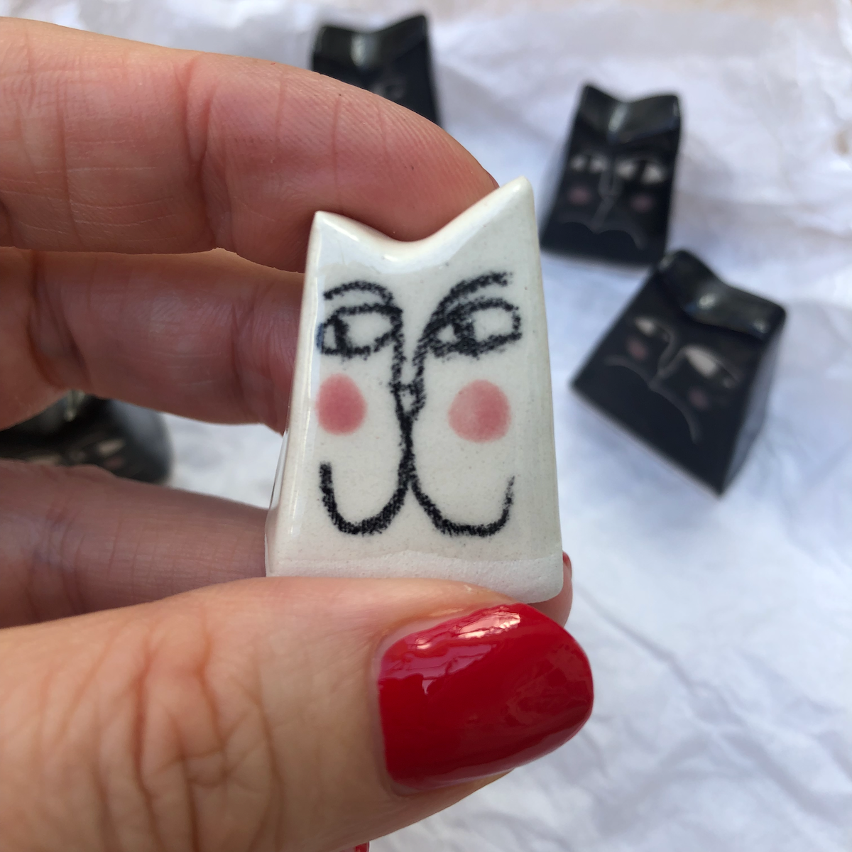 Anna Soba - Ceramic Reverse Cat Figurine Small