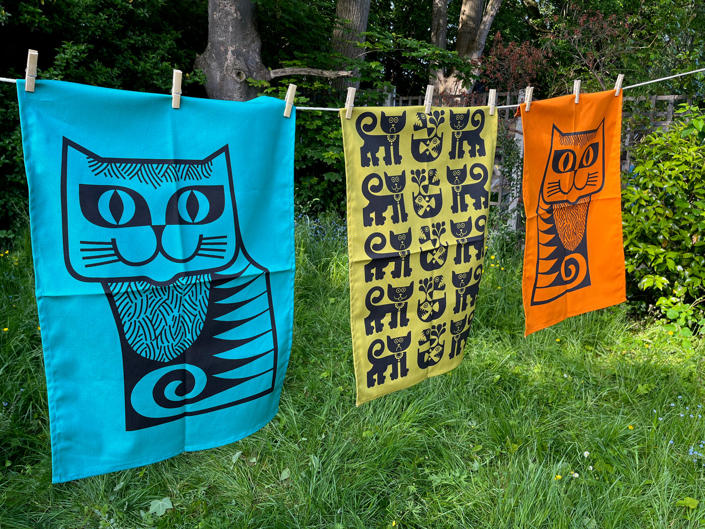 Magpie x Hornsea Teatowel Cat Teal
