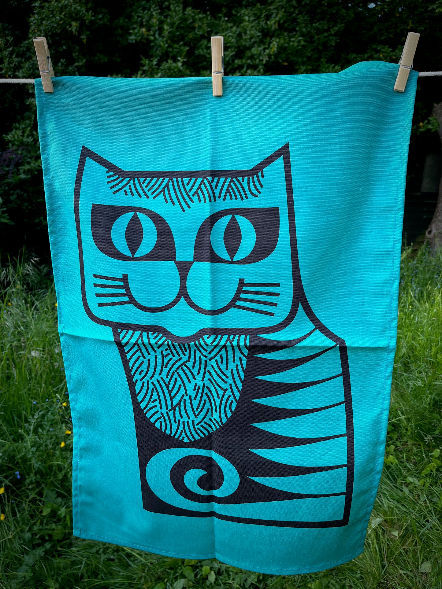 Magpie x Hornsea Teatowel Cat Teal
