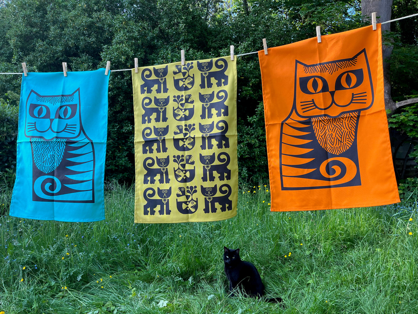Magpie x Hornsea Teatowel Cat Orange