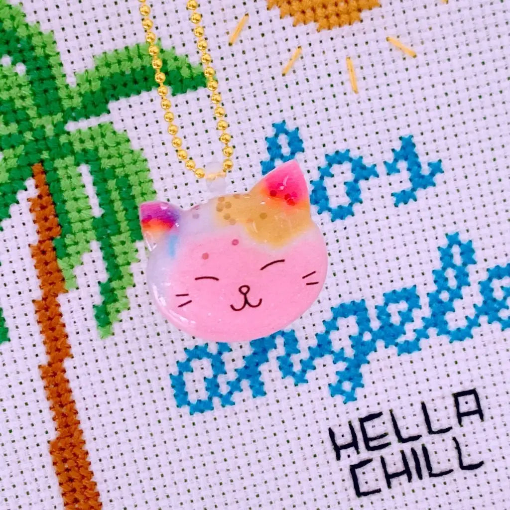 Pop Cutie Glitter Kitty Necklace