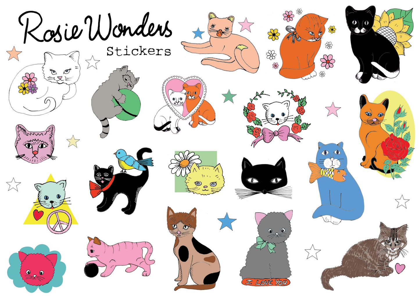 Rosie Wonders Cat Stickers