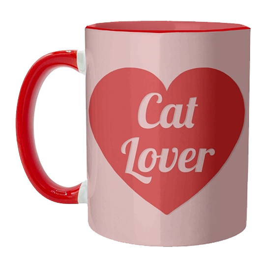 Dolly Wolfe - Mug 'Cat Lover' (red handle)