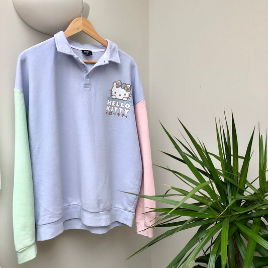 Preloved Hello Kitty Pastel Jumper - UK Size 10 (Oversized fit)