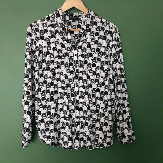 Preloved Topshop Cats Blouse - UK Size 10