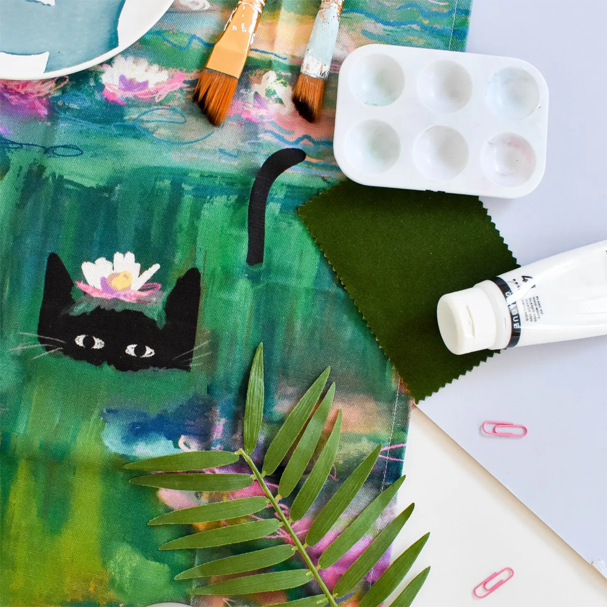 Niaski Clawed Monet Cat Tea Towel