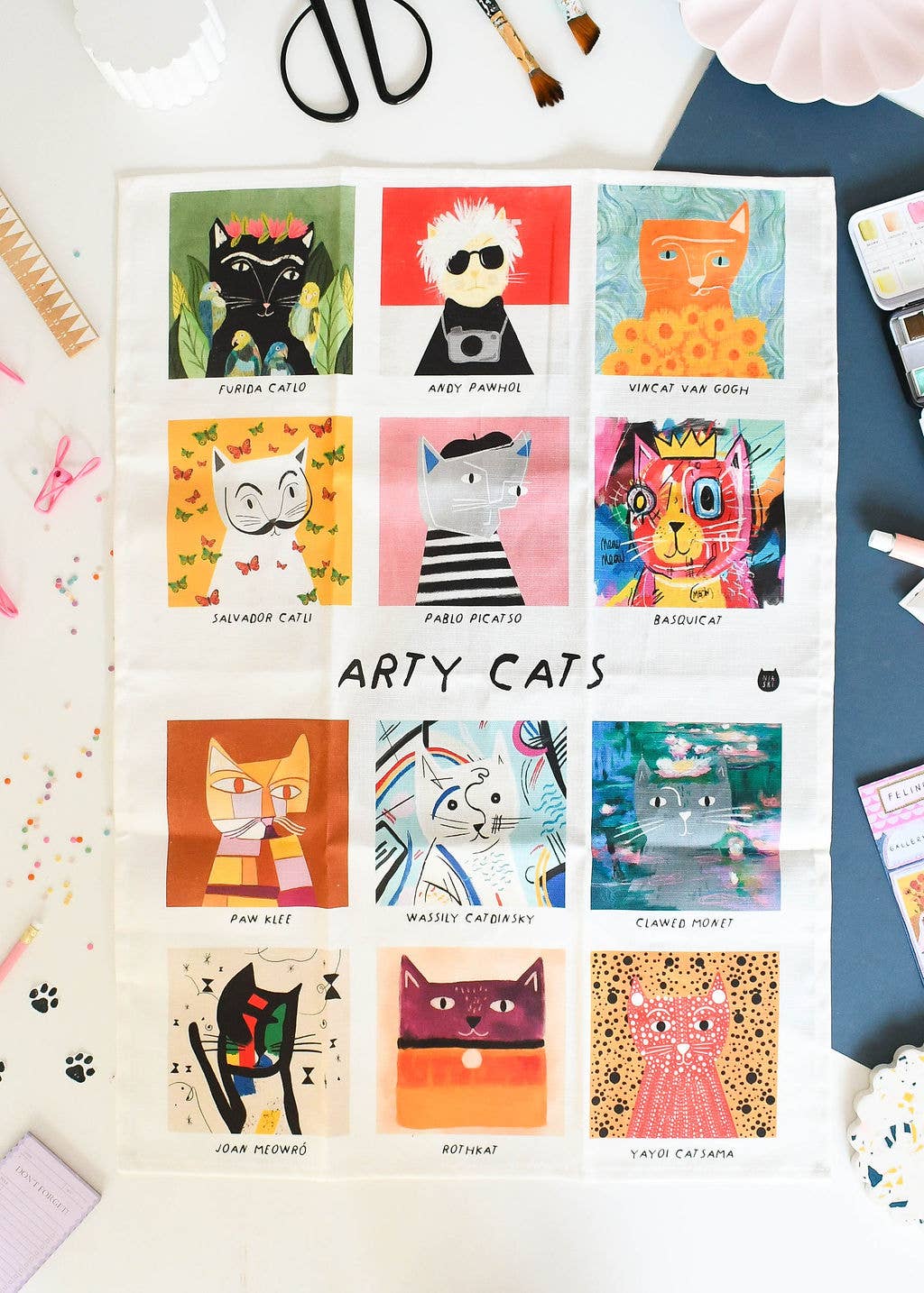 Arty Cats Tea Towel 