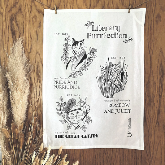 Literary Purrfection: Fairtrade Cotton Cat Tea Towel