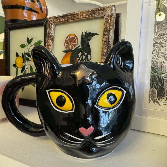 Preloved - Anthropologie Black Cat Mug