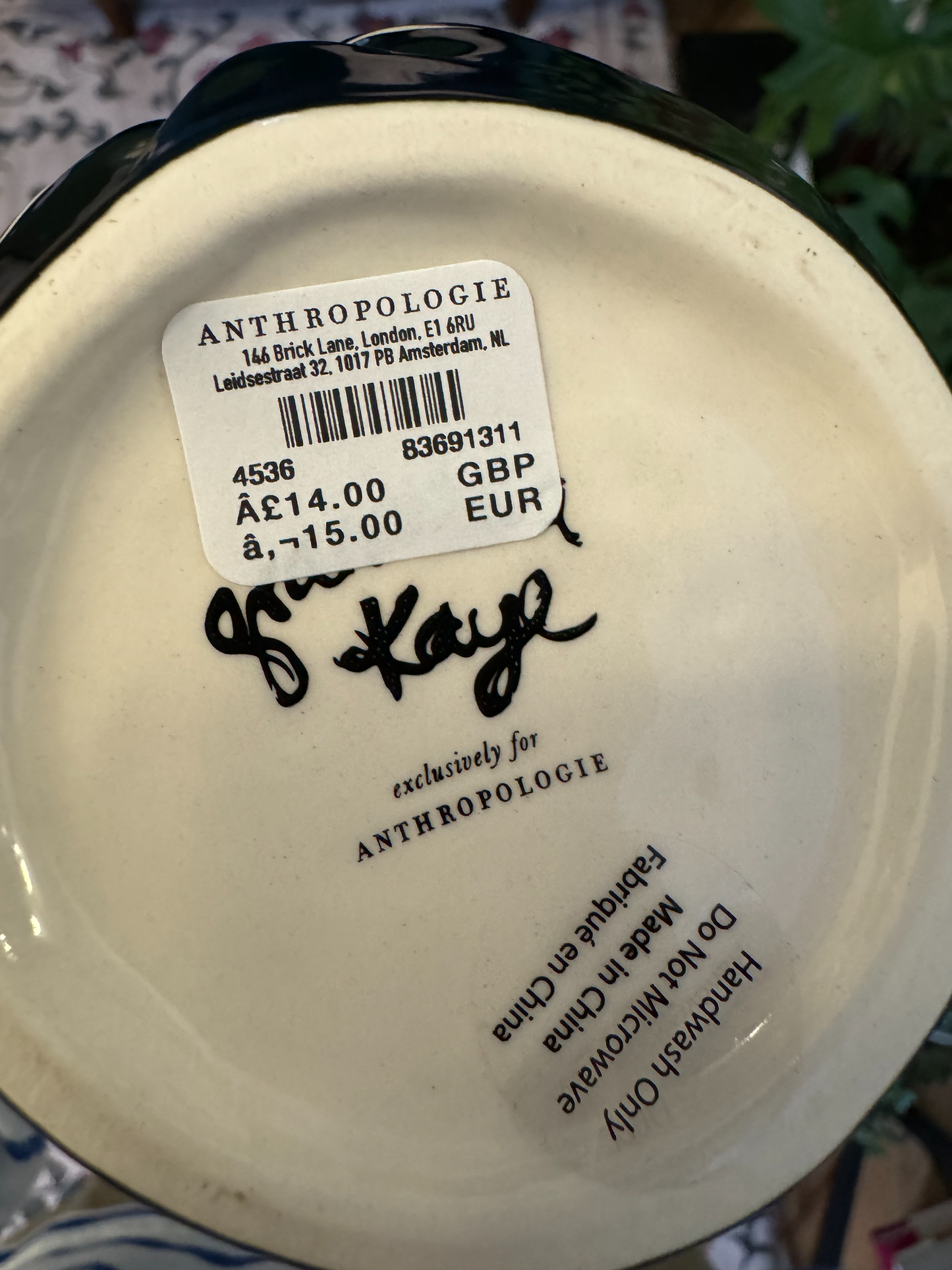 Preloved - Anthropologie Black Cat Mug